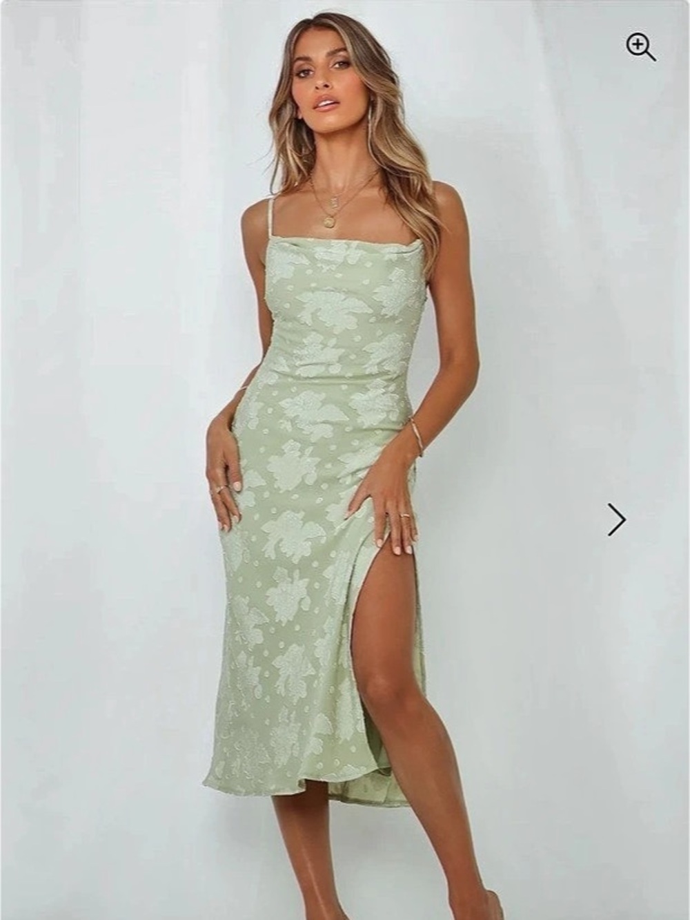 Hello Molly Drinks On Me Midi Dress Pistachio Floral Green